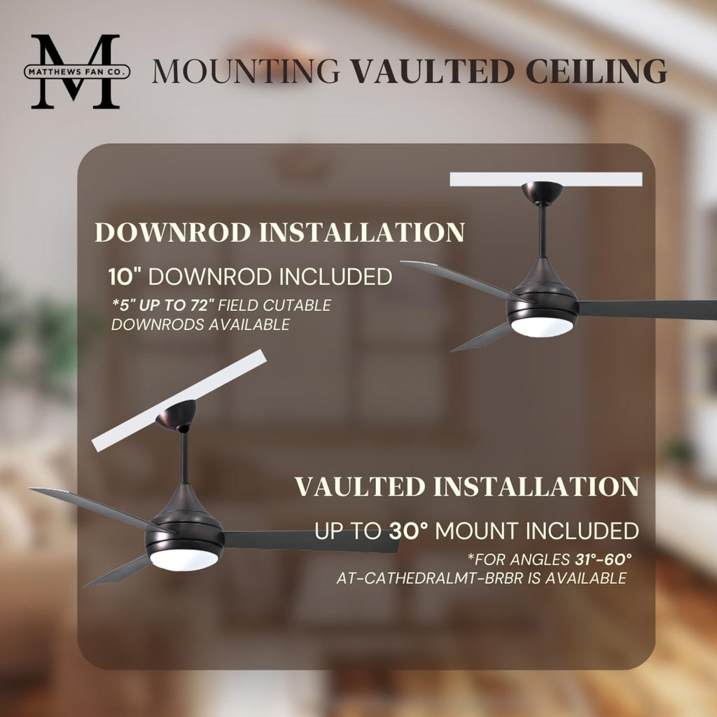 Matthews DA-BB-BS Donaire Outdoor Wet/Salt Water Rated 52' Marine-Grade Coastal Ceiling Fan with LED Light & Remote, Brushed Bronze with Brushed Stainless