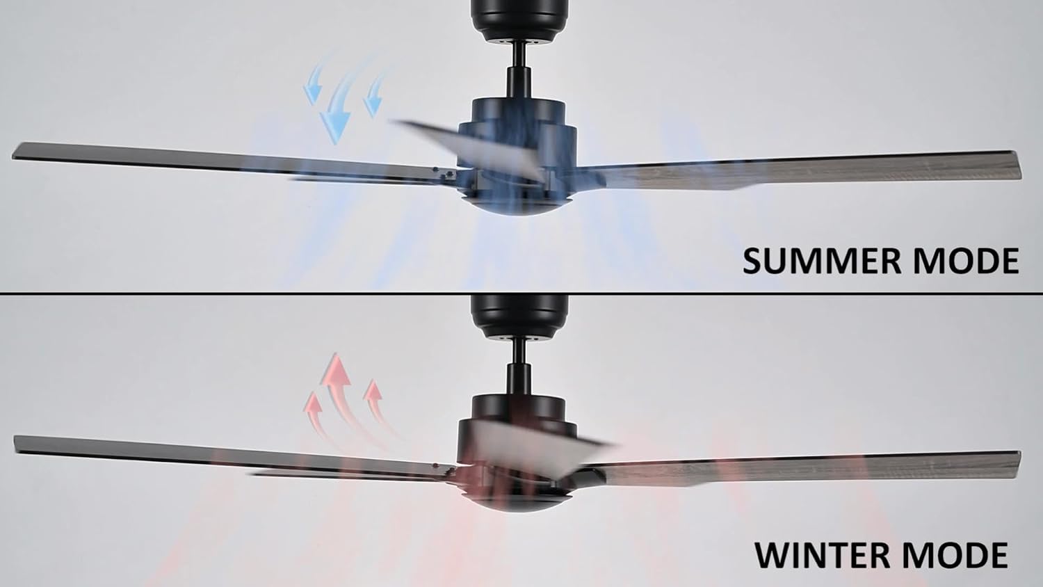 Carro 60 Inch Ceiling Fan without Lights, Black Ceiling Fan with Remote Low Profile, 10-Speed Reversible DC Motor, 5 Dual Finish Blades, Indoor, for Bedroom