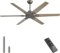WINGBO Ceiling Fan no Light - 64 inch Ceiling Fan with Remote Control,6 Blades Modern Ceiling Fan, 6-Speed Noiseless Timer Powerful DC Motor, ETL Listed, Indoor/Outdoor,Charcoal gray +Light gray
