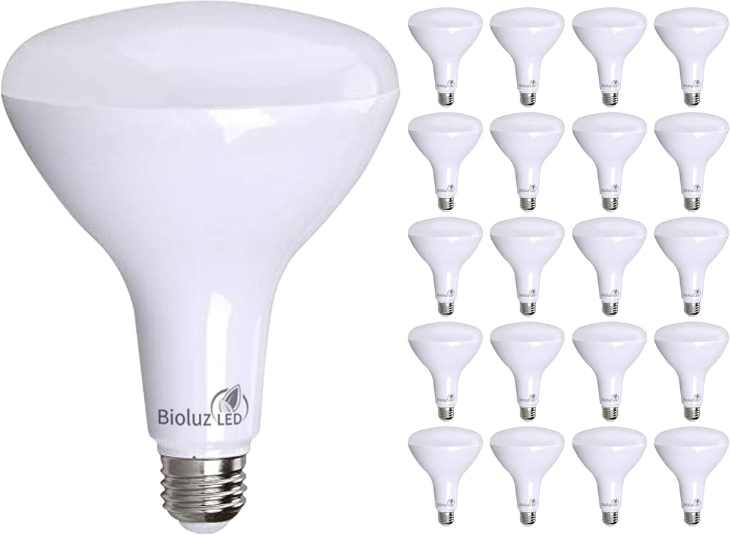 Bioluz 20 Pack Brightest BR40 LED Light Bulb - INSTANT ON Warm Light Bulbs Energy Saving 16W (120W Replacement) 2700K 1400 Lumen Led Bulbs Indoor & Outdoor Lighting Smooth Dimmable Lightbulb UL Listed