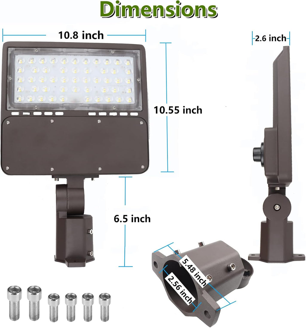 2PACK 150W LED Parking Lot Light with Dusk to Dawn Photocell, Slipfitter Mount and Wall Mount Commercial Outdoor Lighting, 100-277V 21000LM 5000K, ETL Commercial LED Security Flood Lights