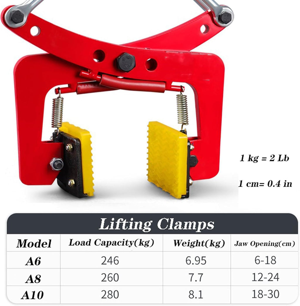 Steel Plate Lifting Clamps A8, Heavy Duty Alloy Steel, 12-24cm (4.7-9.4in), 260kg (573LB) Capacity, Industrial Equipment for Safe Lifting and Transport
