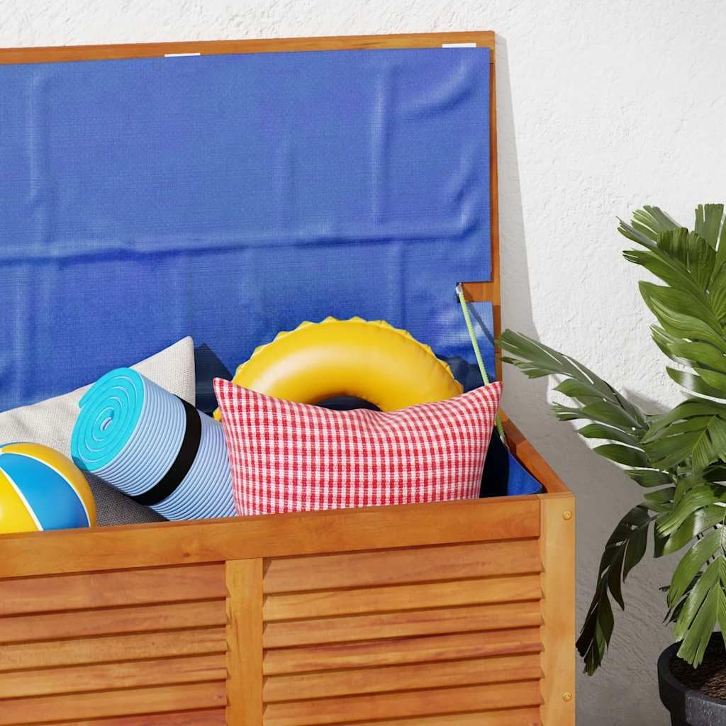 Wooden Patio Storage Box Outdoor Storage Container with Louver for Patio Furniture Cushions, Teak Wood Deck Box, 35.4'x19.7'x22' Solid Wood Acacia,-349