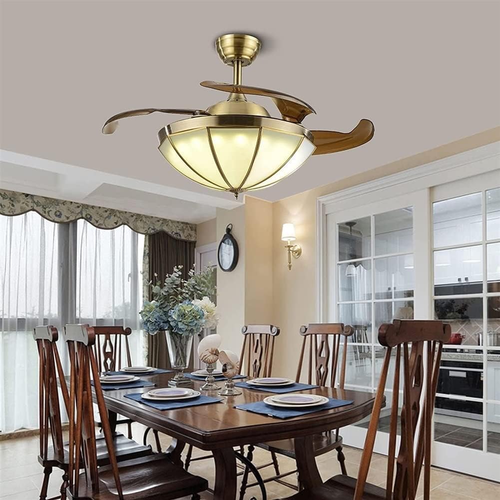 Lamp Retractable Ceiling Fan Light Lighting Ceiling Fans Light Fixture Ceiling Fan Retro Remote Control Farmhouse Living Room Energy Saving