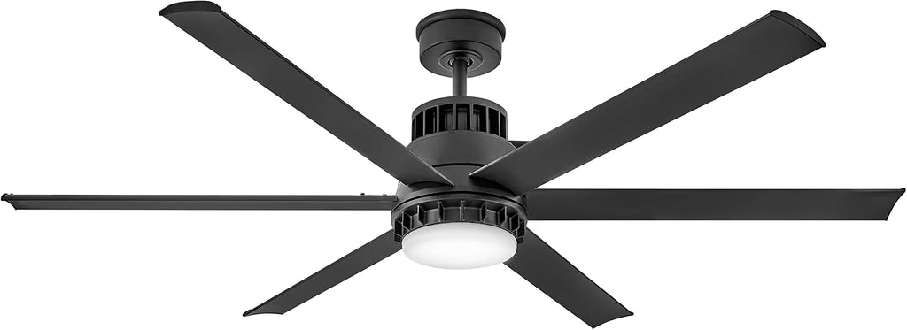 Hinkley Draftsman 60' Indoor/Outdoor Smart Ceiling Fan with Light and Remote, Industrial Windmill Style with Alumninum Fan Blades, Integrated LED, Matte Black