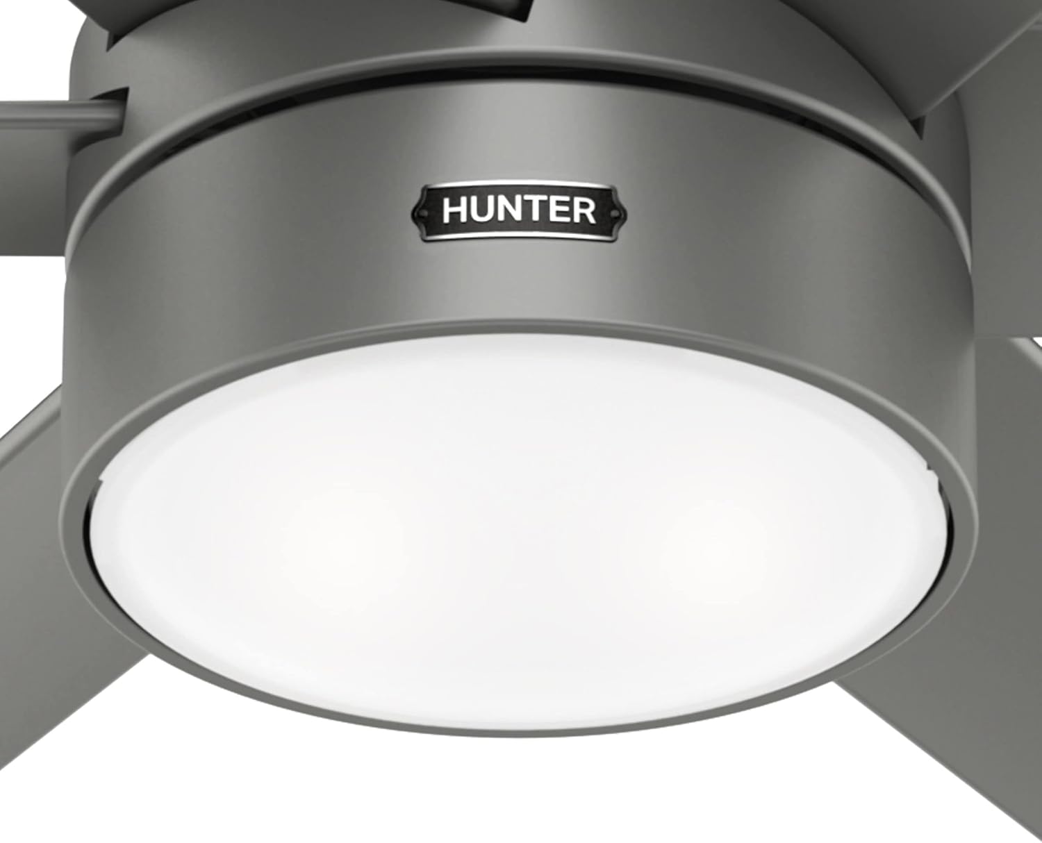 Hunter 60 inch Outdoor or Indoor Ceiling Fan with LED Light - Ceiling Fan with Wall Control, For Patio, Garage, or Porch, Quiet, Standard Mount, 6 Blades - Solaria 59625, Matte Silver