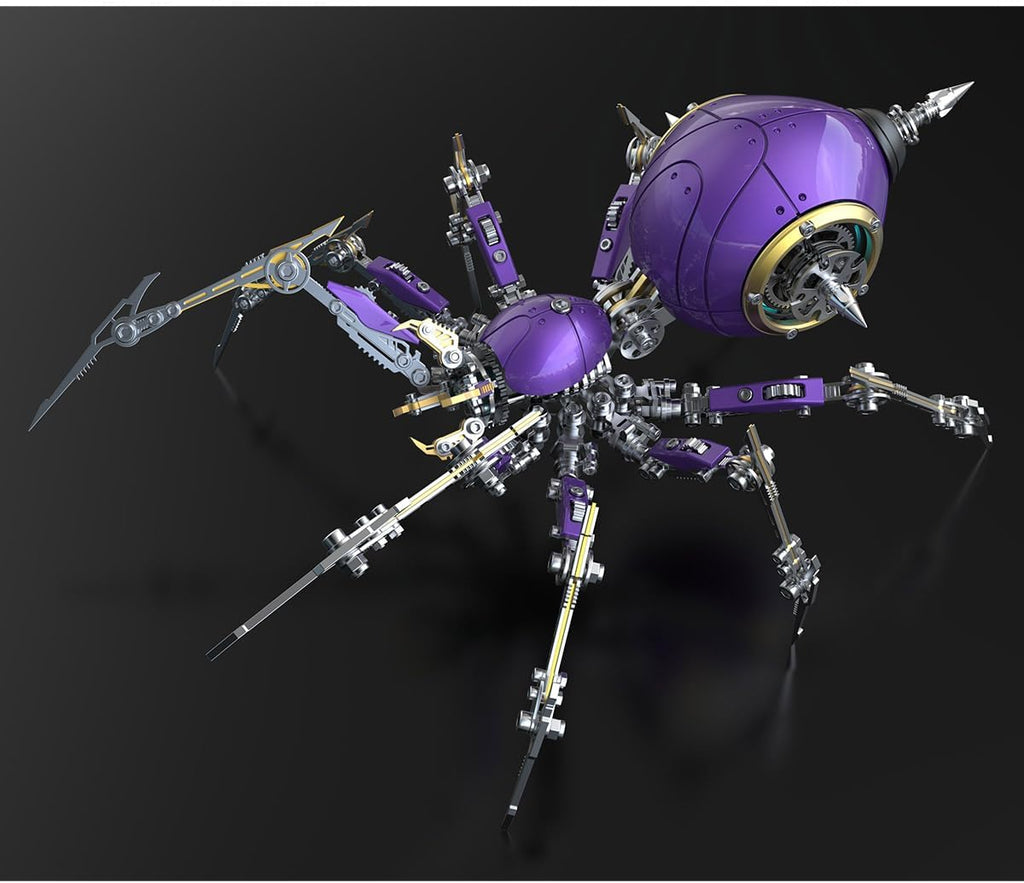 3D Metal Puzzle Spider Model Kit for Adults with Light, 602 PCS Mechanical Metal War Spider Steampunk Animal DIY Assembly Jigsaw Puzzle Model Desk Gifts for Adults
