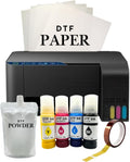 Super-Tank DTF T-Shirt Printer with DTF Ink and Powder Pack for Heat Transfers, Easy Filling, Built-in Scanner and Copier - New, Medium DTF Conversion Printer