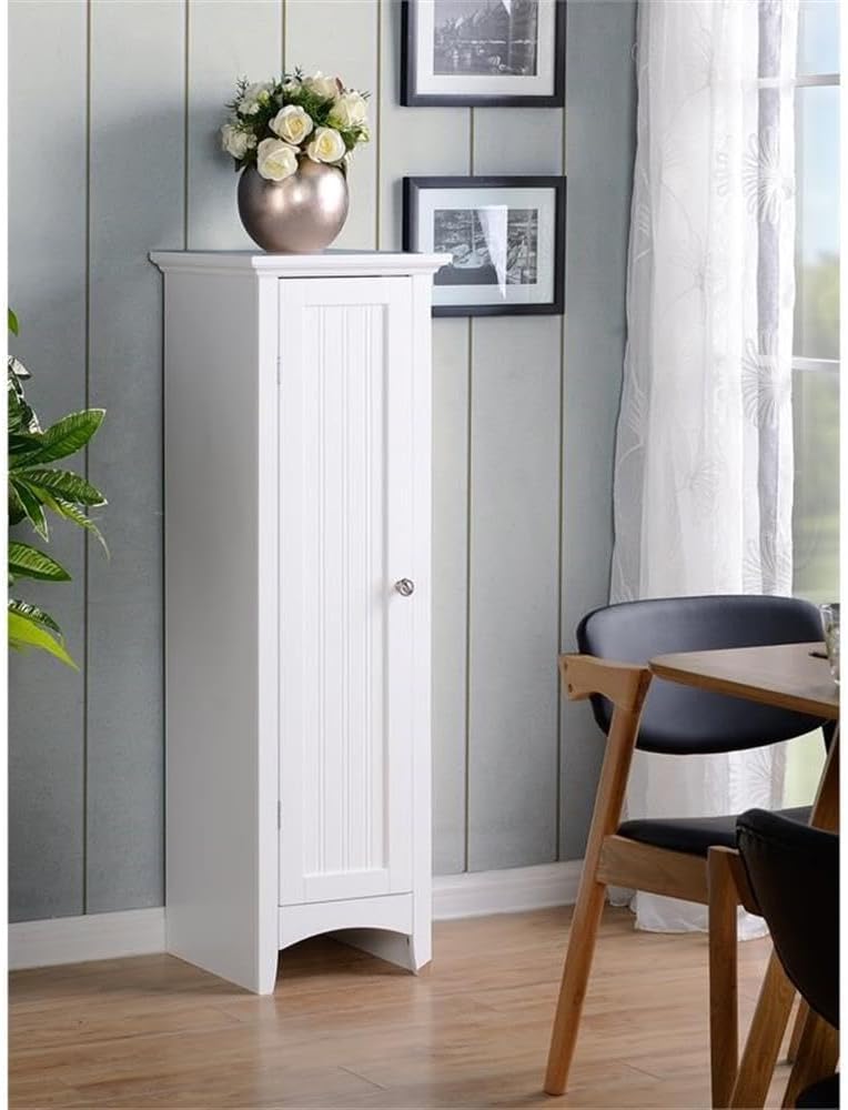 OS Home and Office Furniture 15' 1-Door Wood Kitchen Storage Pantry in White