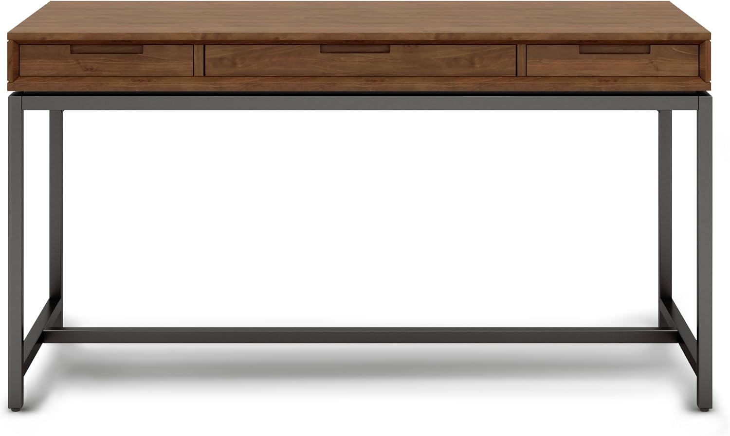 SIMPLIHOME Banting Desk and Bookcase Bundle - 60 inch Wide Solid Wood Desk with Drawers and 30 inch Wide 4-Shelf Bookcase in Medium Saddle Brown, Modern Industrial Home Office Furniture (Set of 2)