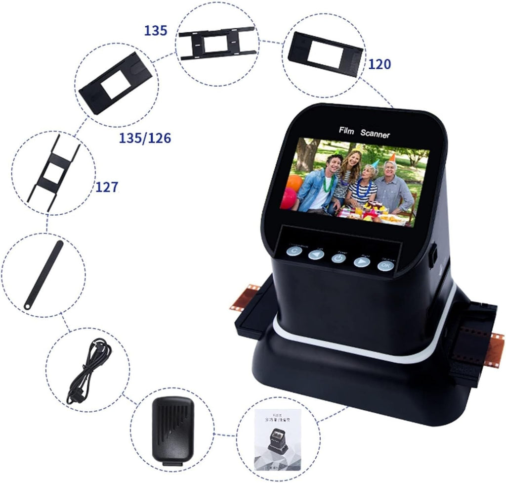 Film and Photo Scanner, All-in-one 22MP Film Scanner with Large 4.3' Display, converts 35mm/126/110 and 135/126/110 Slides into Digital Photos