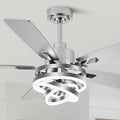 52 Inch Fandelier Ceiling Fan with Lights and Remote Modern Ceiling Fans Silver Chandelier LED Light Quiet Reversible DC Motor Dimmable 3CCT 6 Wind Speeds for Indoor Outdoor Living Room