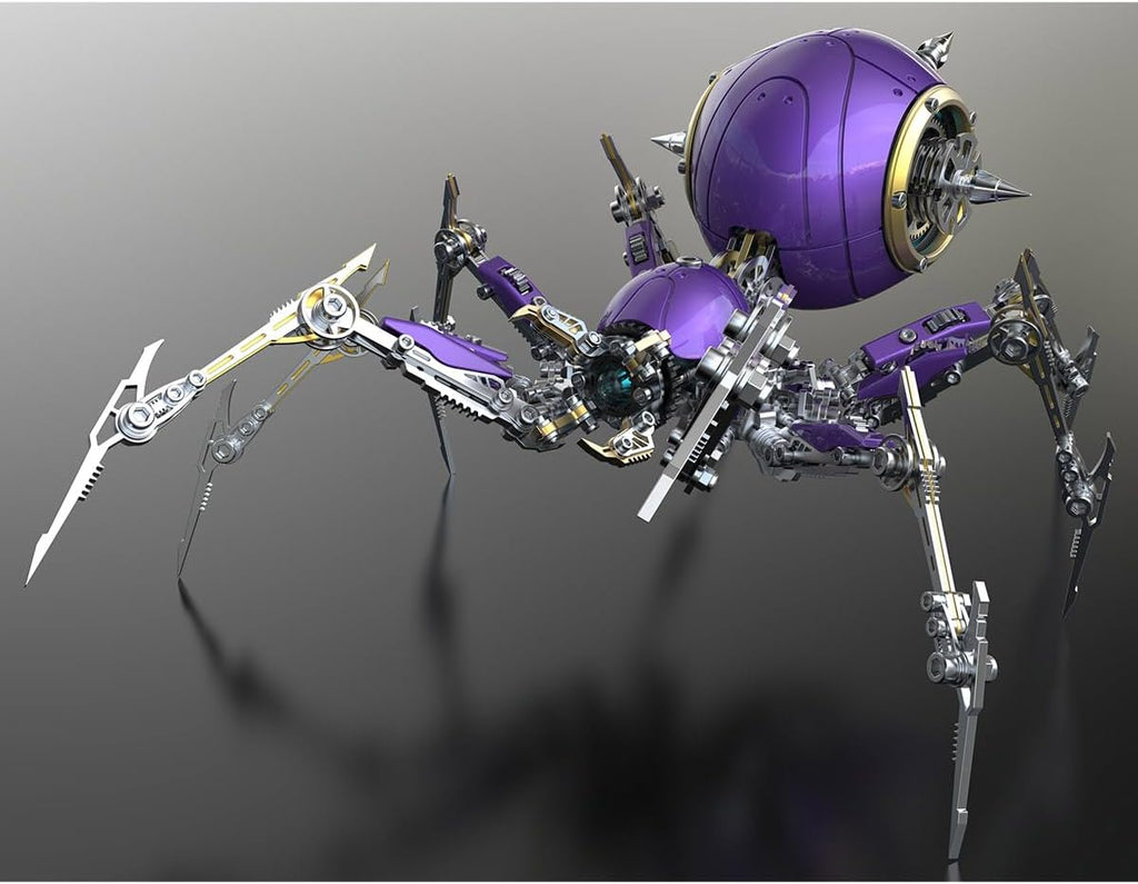 3D Metal Puzzle Spider Model Kit for Adults with Light, 602 PCS Mechanical Metal War Spider Steampunk Animal DIY Assembly Jigsaw Puzzle Model Desk Gifts for Adults