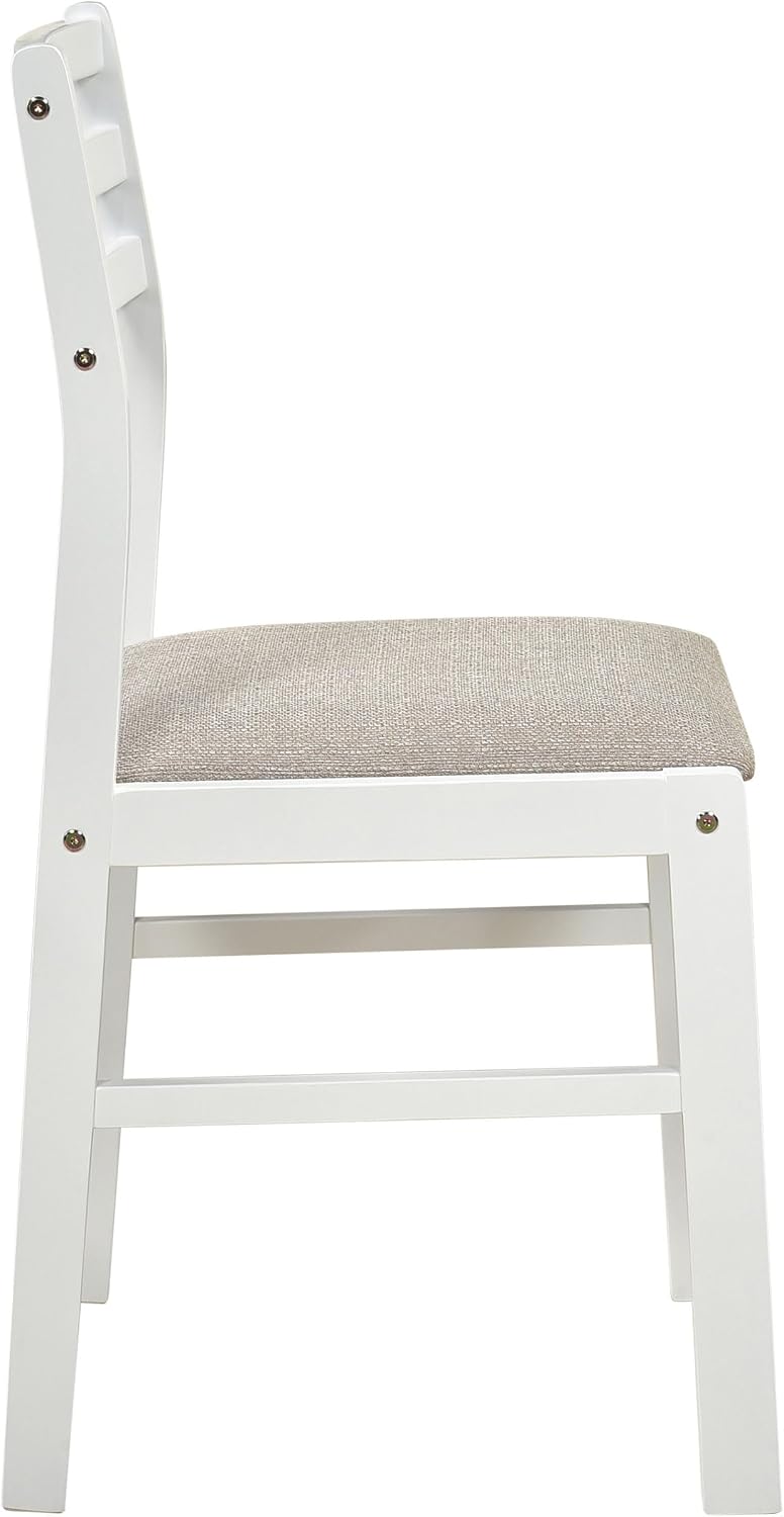 Coaster Home Furnishings - Bucknell - Wood - 3-Piece Extension Table Dining Set with Two 7-Inch Drop Leaves, Ladder-Back Chairs and Padded Seats - Dining Room - White - 130005WHT
