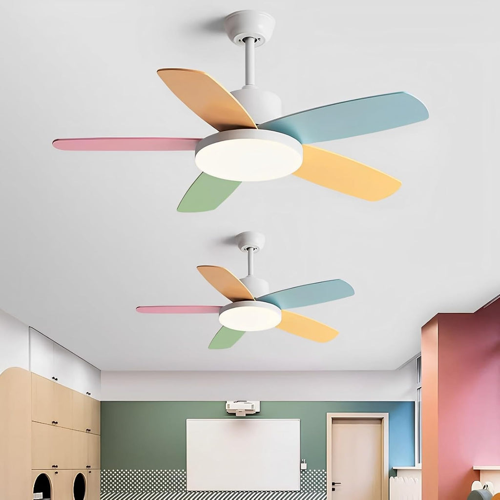 Kids Quiet Ceiling Fan with Light 42in Colorful Remote Fan Ceiling with Light Girls Boys Room Bedroom ETL Listed Ceiling Fans 6 Gear Wind Speeds 60W LED Ceiling Fan Lighting for Living Room