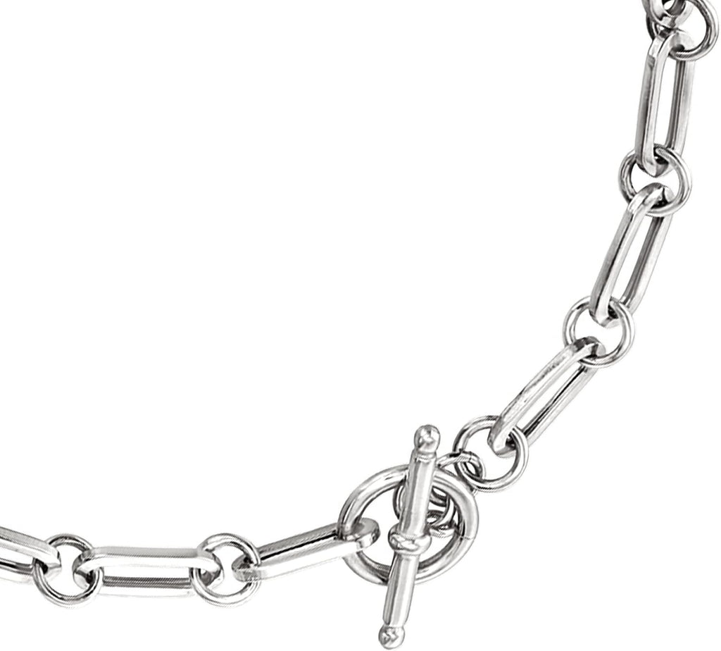 Ross-Simons Italian Sterling Silver Paper Clip Link Toggle Necklace