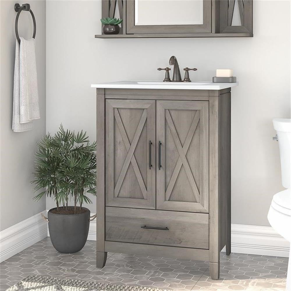 Bush Home Key West 24W Bathroom Vanity with Sink in Driftwood Gray
