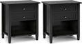 SIMPLIHOME Warm Shaker Solid Wood 24 inch Wide Transitional-Style Bedside Nightstand Tables in Black for the Living Room and Bedroom (Set of 2)