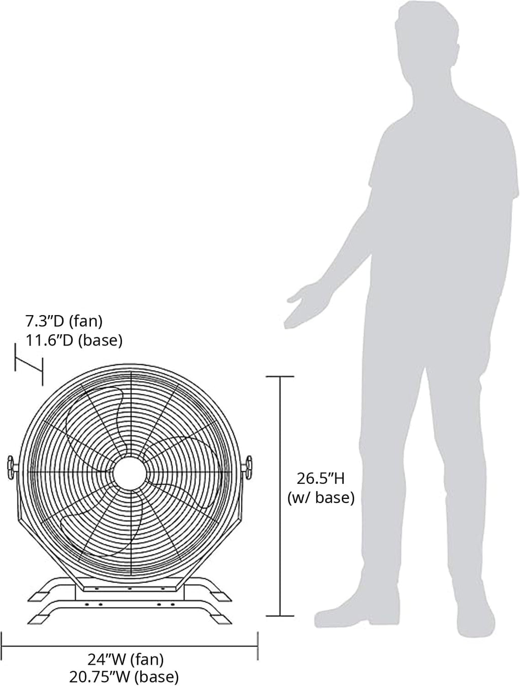 NewAir 20' High Velocity Outdoor Fan, Heavy Duty Waterproof 2-in-1 Floor Stand or Wall Mount Fan, Adjustable Tilt and 3 Speeds up to 4650 CFM | Wall Fan or Garage Fan for Indoor, Patio, Gym or Porch