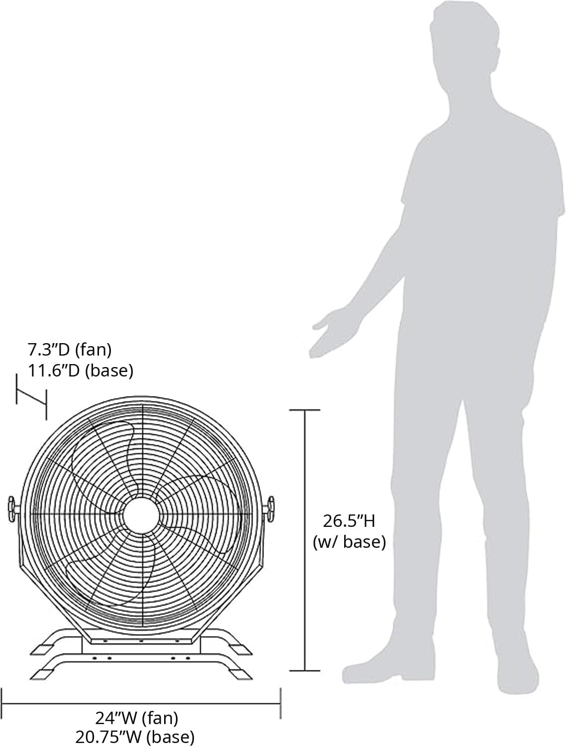 NewAir 20' High Velocity Outdoor Fan, Heavy Duty Waterproof 2-in-1 Floor Stand or Wall Mount Fan, Adjustable Tilt and 3 Speeds up to 4650 CFM | Wall Fan or Garage Fan for Indoor, Patio, Gym or Porch