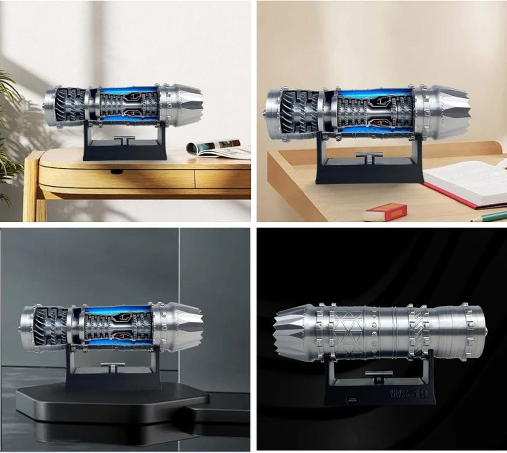J35 Turbojet Engine Model Kit with Magnetic Base & LED Lights - Working Turbofan STEM Desk Toy, USB-C Charging 3D Printed Aero Science Gift for Adults (Finished)