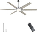 WINGBO Ceiling Fan with Lights - 64 inch Ceiling Fan with Remote,3CCT, Dimmable Light,6 Blades Modern Ceiling Fan, 6-Speed Noiseless Powerful DC Motor, ETL Listed, Indoor/Outdoor, Chromium + Grey