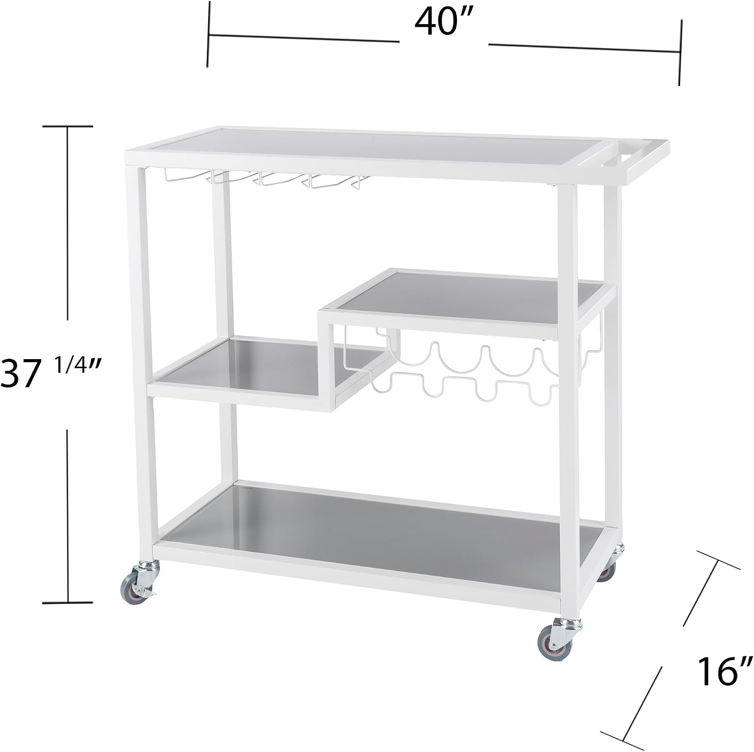 Holly & Martin Zephs Bar Cart White - Stylish Bar Cart for Home - Utility Carts with Wheels