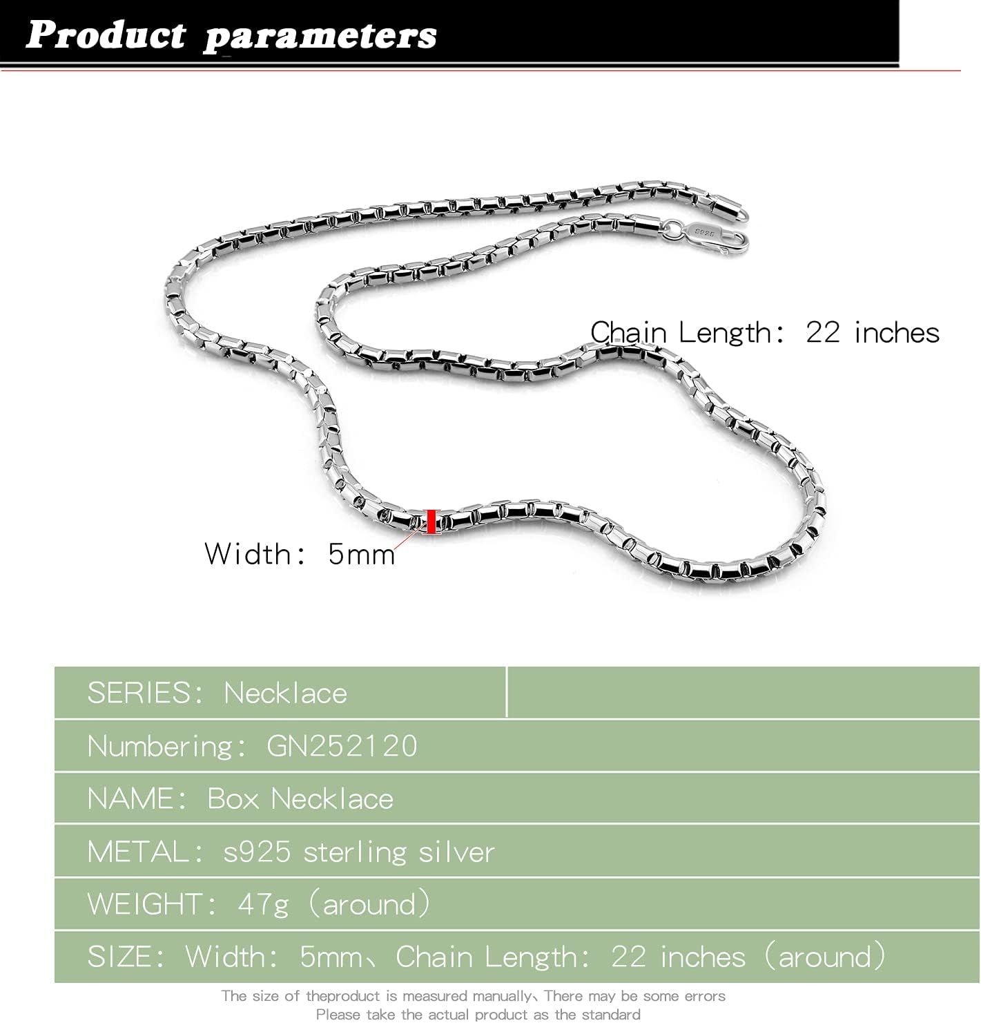 Dankadi Fashion Men 925 Sterling Silver Necklace Italy 5MM Square Rolo Link Round Box Chain Chokers 18 '20' 22 '24' 26' Fine Jewelry Gift (26 inches)