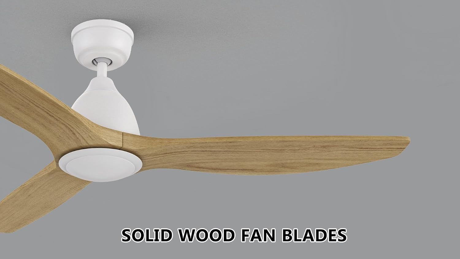 SMAAIR 52 Inch Ceiling Fan No Light with Remote, Solid Wood White Ceiling Fan without Light, 10 Speed, Quiet DC Motor, Indoor Modern 3 Blade Ceiling Fan for Indoor Bedroom Living Room