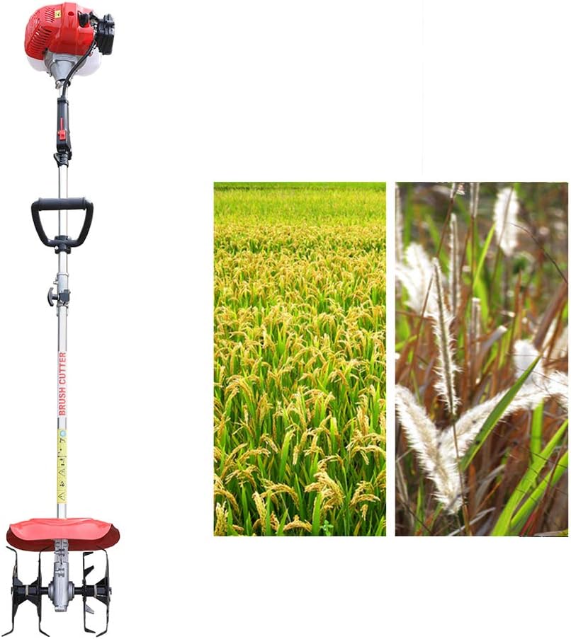 42.7cc 2-strokeHand-held Mini Tiller Cultivator 1.25KW Two-Stroke Gas-Powered Hand Push Tiller Cultivator for Cutting Grass, Wheat, Tea Tree