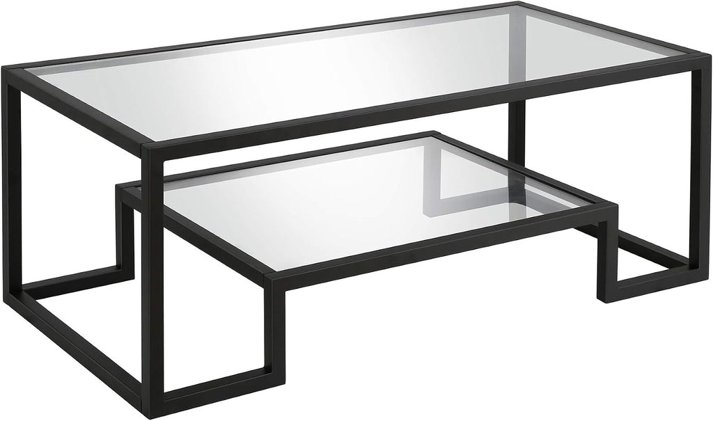 Henn&Hart 45' Wide Rectangular Coffee Table in Blackened Bronze, Modern coffee tables for living room, studio apartment essentials
