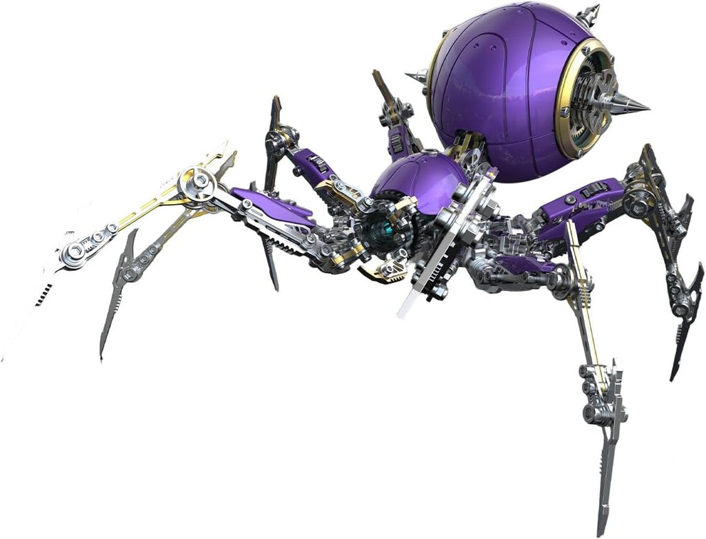 3D Metal Puzzle Spider Model Kit for Adults with Light, 602 PCS Mechanical Metal War Spider Steampunk Animal DIY Assembly Jigsaw Puzzle Model Desk Gifts for Adults
