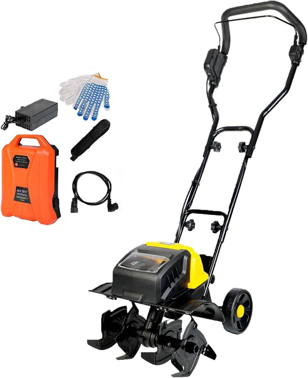 1500W Electric Tiller,Garden Soil Cultivator Rotavator,Foldable Handle, 36cm Tilling Width & 22cm Tilling Depth(12AH)