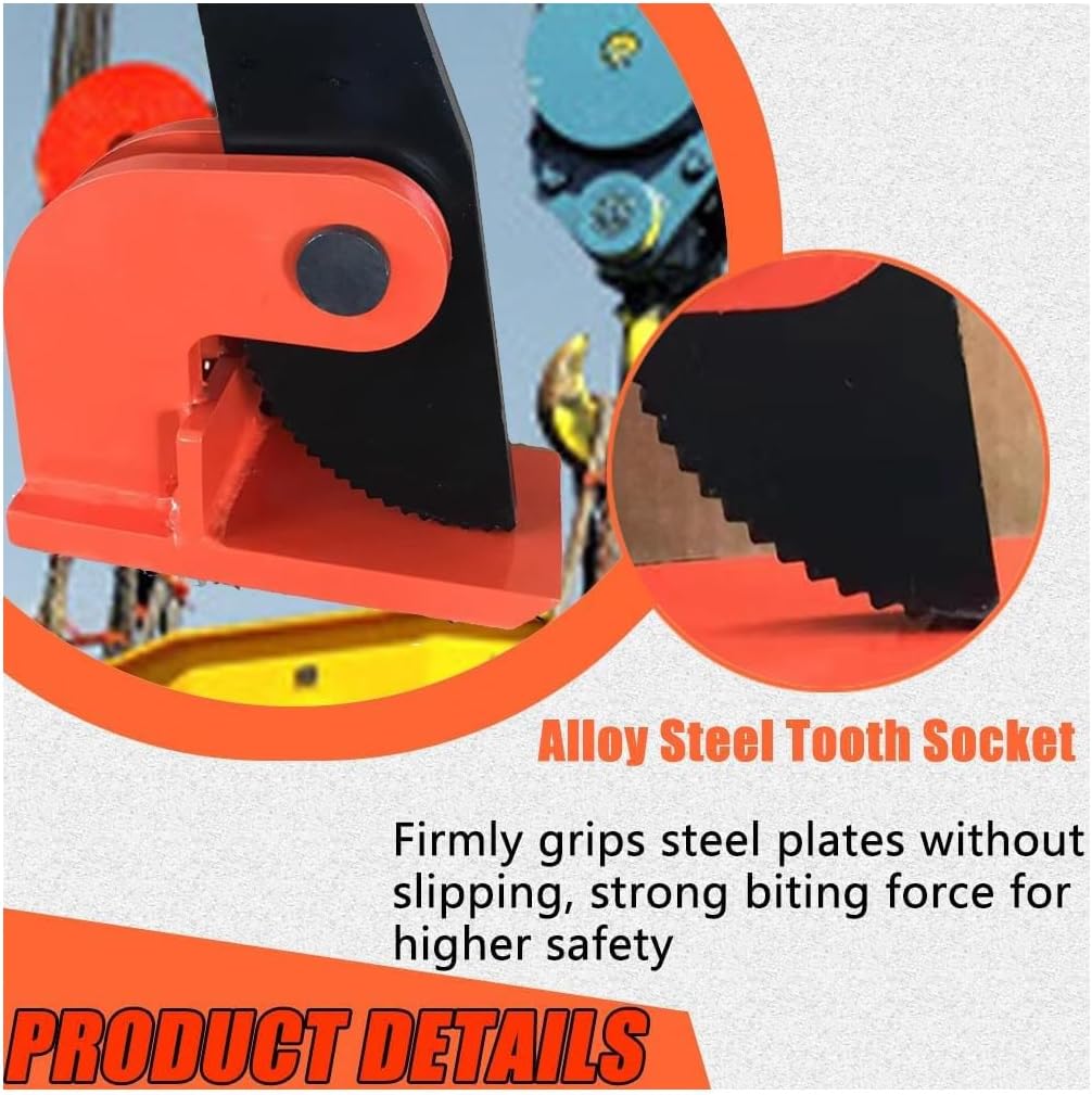jiangjin 4 Inch Opening Steel Plate Clamp,Horizontal Plate Lifting Clamp,for Equipment Heavy Duty Lifting Tool(Size:3T)