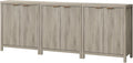 OAKHAM HOME Oxford Storage Cabinet Fluted Sideboard Buffet with Adjustable Shelves, Modern Accent Console Set of 3 (Grey)