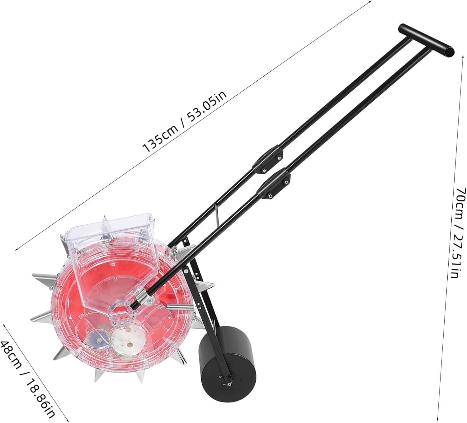 HANABASS Hand-Push Planter Multi-Functional Manual Rolling Fertilizer Applicator Precision Control for Efficient Gardening and Planting Nozzles