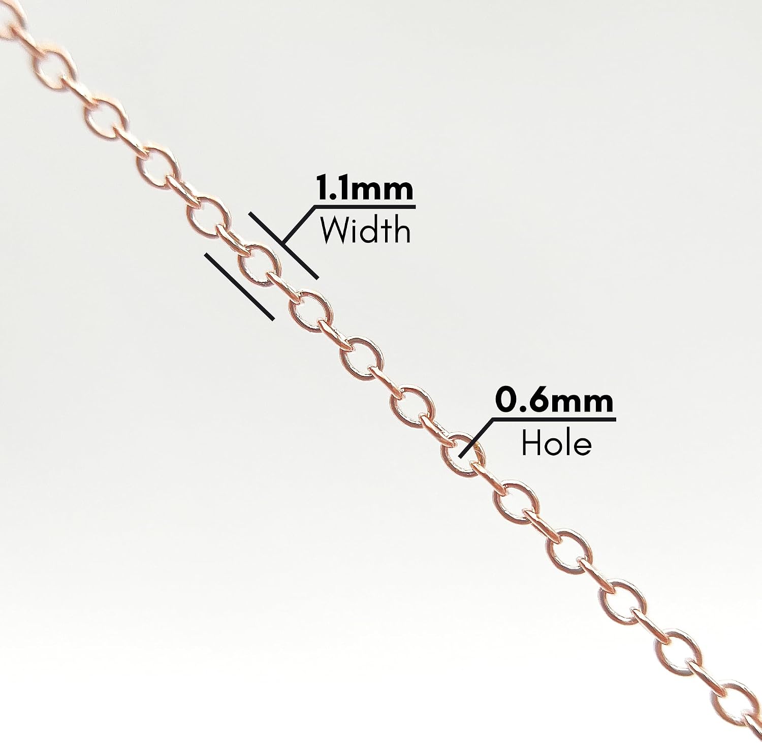 Gryrigns 20Feet 1.1mm 925 Sterling Silver Rose Gold Plated Round Cable Chain Link Bulk for DIY Craft Jewelry Making (11.03 Grams)