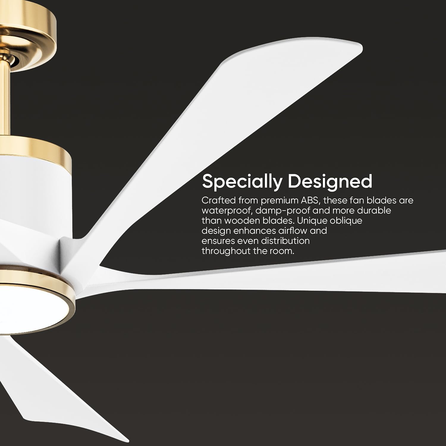 TXCSLY 52' Ceiling Fans with Lights and Remote, Modern Ceiling Fan with Light, Indoor Outdoor Ceiling Fan for Living Room, Bedroom, 5 Blade 3 Color Temperature LED Dimmable (White & Gold)