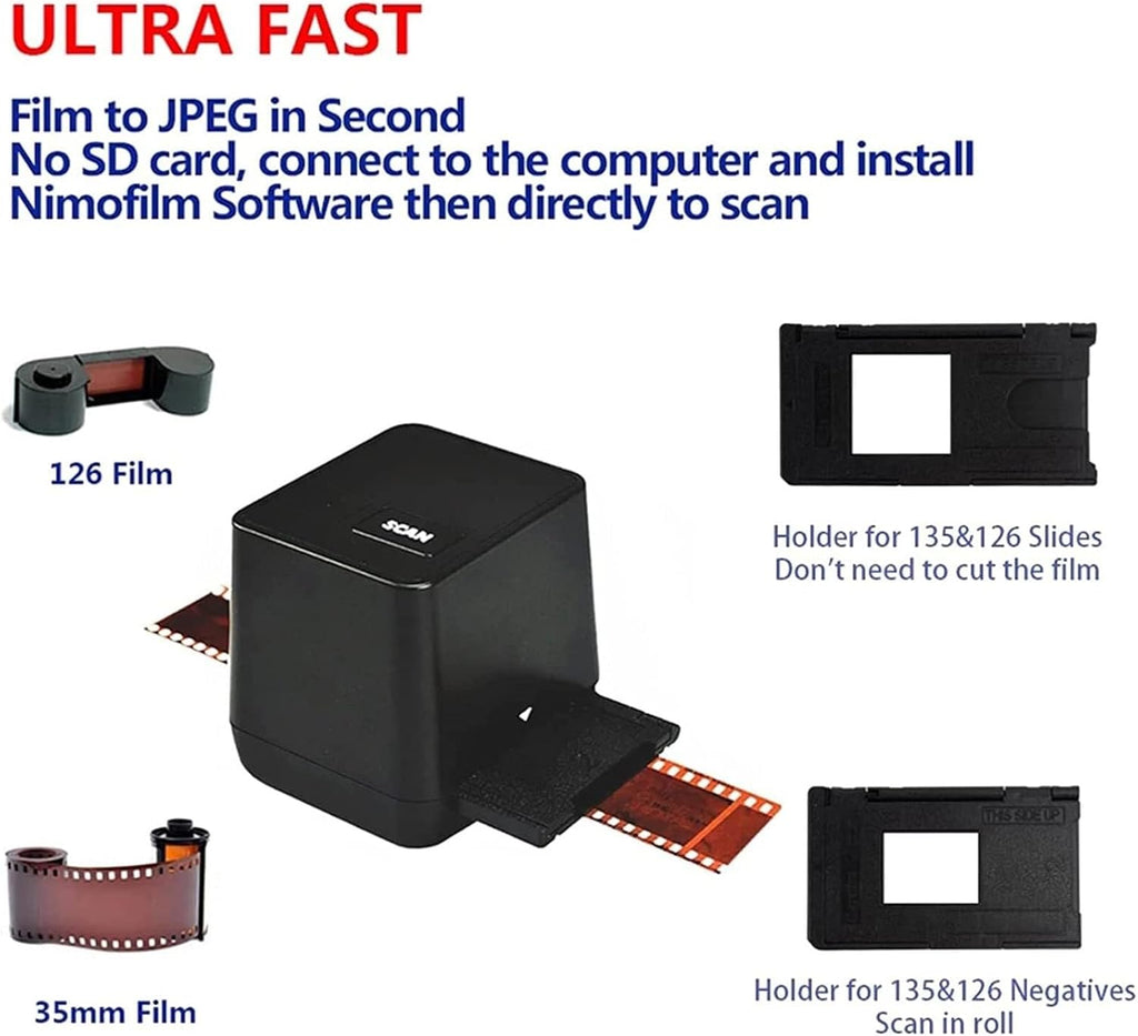 Film Slide Scanner, Slide Scanner viewer, Made of ABS Material, 17 Million HD 135 Film Negative Scanner, Portable and Reliable