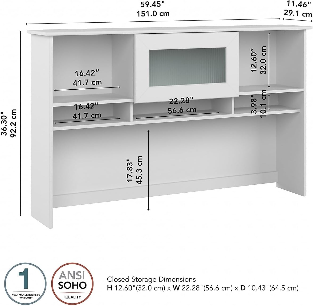 Bush Home Cabot 60W Hutch, White