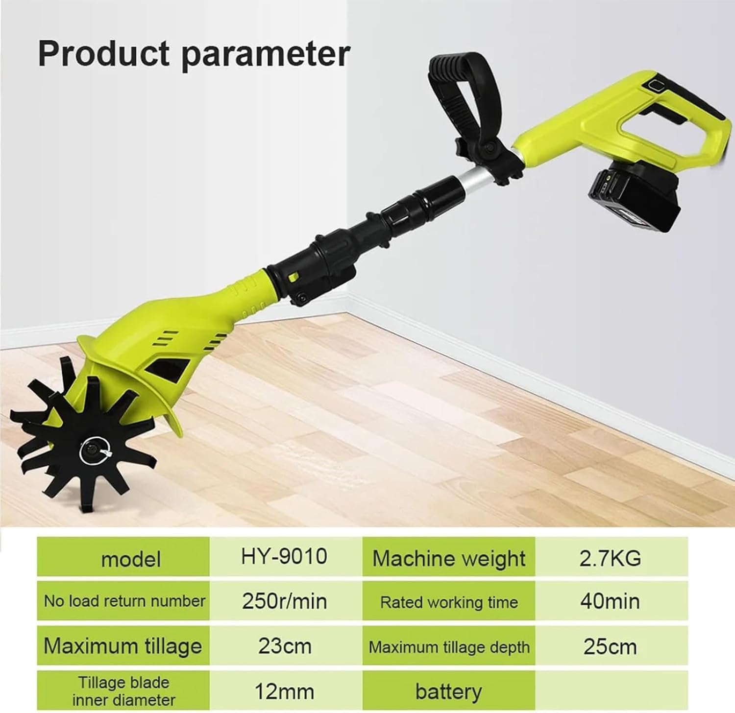 Electric Garden Rotavator,Electric Cordless Tiller Cultivator,Soil Scarifiers for Lawns,10cm Tilling Width, 25cm Working Depth