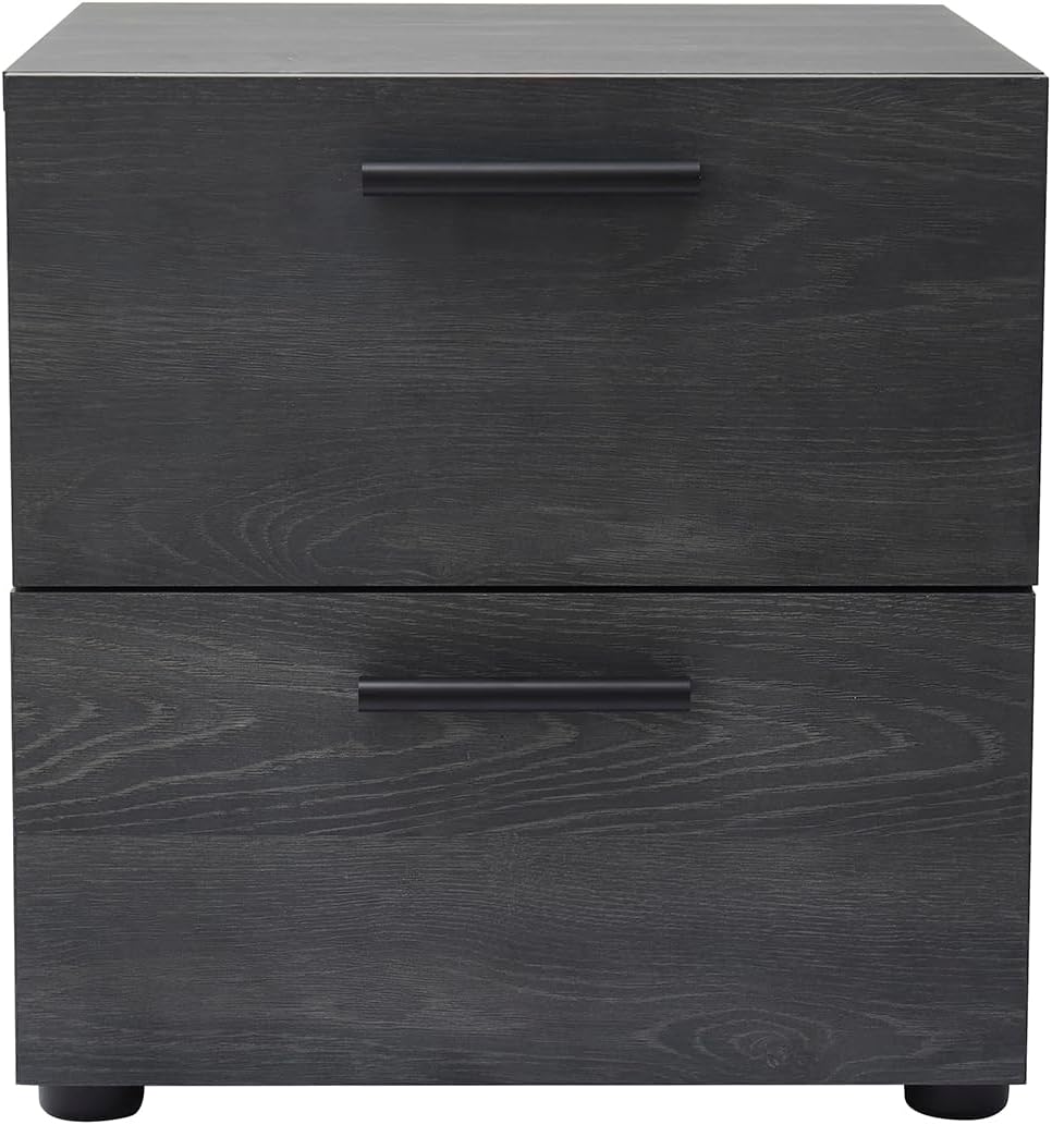 Nestl Night Stand, 2-Drawer Bedside Table for Bedroom Storage, Bedroom Essentials, Wooden Nightstand, Living Room Side Table, Wood End Table, Bedroom Furniture - 2 Piece, Black