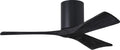 Matthews IR3H-BK-BK-42 Irene Damp Rated Flush Mount 42' Ceiling Fan with Remote & Wall Control, Silent DC Motor, 3 Solid Wood Blades, Matte Black