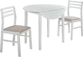 Coaster Home Furnishings - Bucknell - Wood - 3-Piece Extension Table Dining Set with Two 7-Inch Drop Leaves, Ladder-Back Chairs and Padded Seats - Dining Room - White - 130005WHT