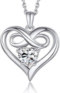 MomentWish Heart Necklace for Women, Jewelry Gifts for Her, D Color VVS1 Moissanite Necklace in 925 Sterling Silver, Infinity Pendent for Birthday Anniversary Mother's Day