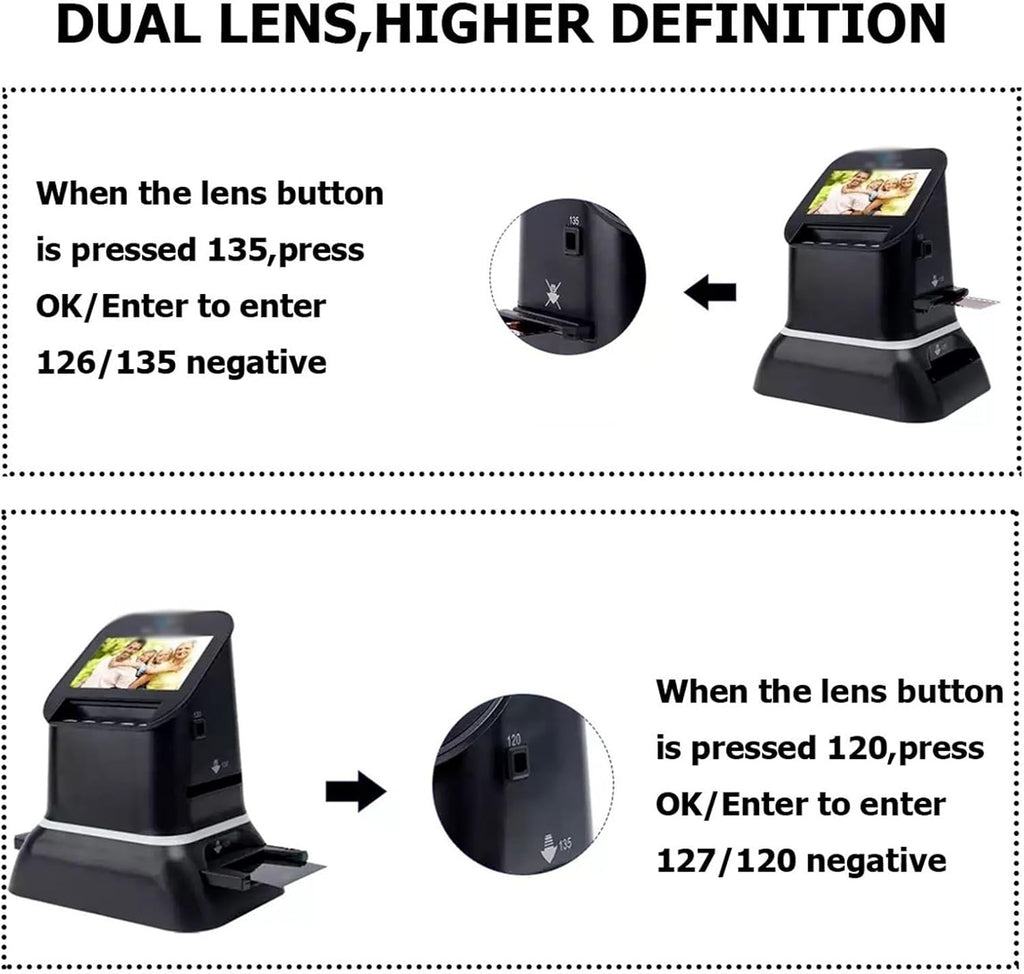 Film Slide Scanner High Resolution 22MP with 4.3' LCD Screen Converts 120/135/126/127 Negatives Slides to Digital JPEG