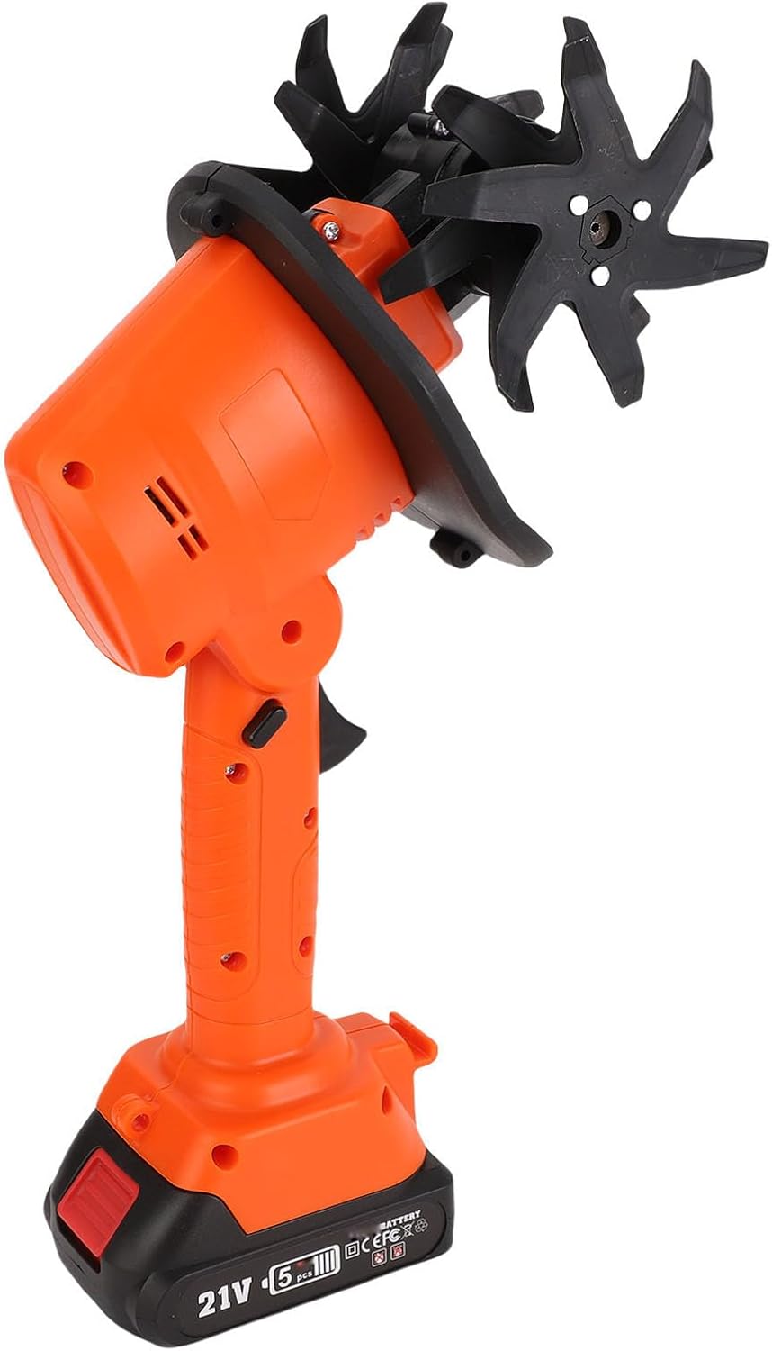 Cordless Mini Tiller Cultivator 4in Working Width with 2 X 1.5Ah Batteries, Electric Gardening Tool - Fast 235RPM, Lightweight Ergonomic Design for Lawns and Greenhouses