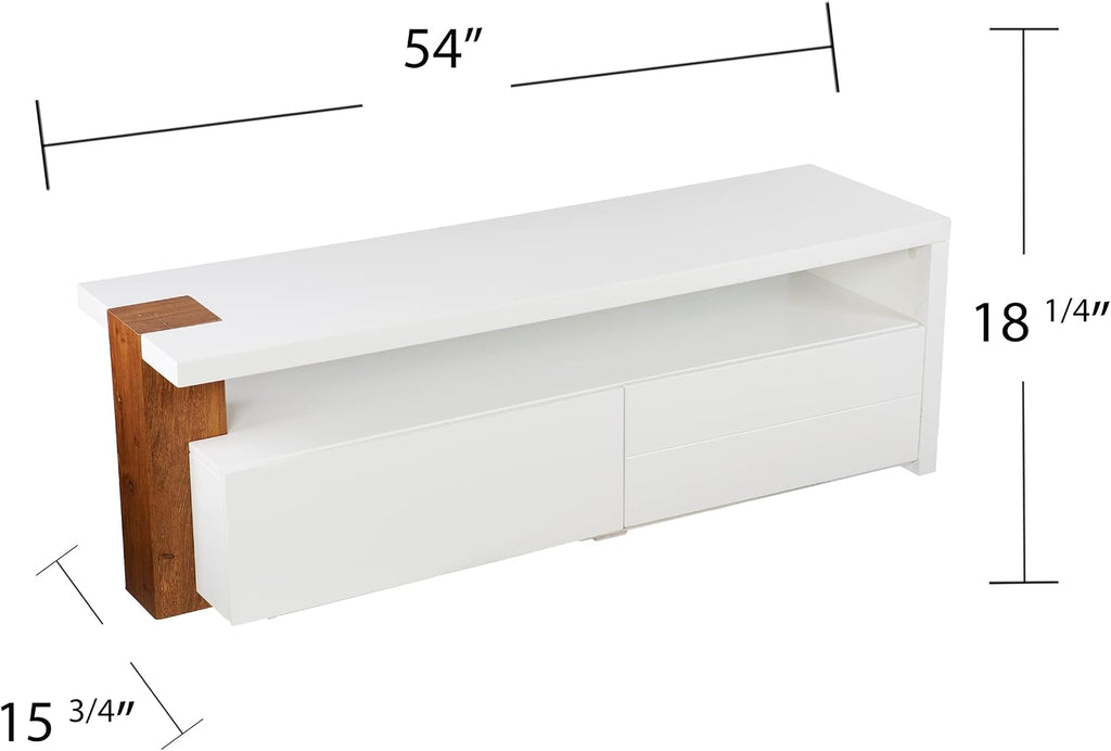 SEI Furniture - Harliston Contemporary Media Stand with Storage - Modern Design, White Finish - Ideal for Living Room, Family Room (MS1164813)