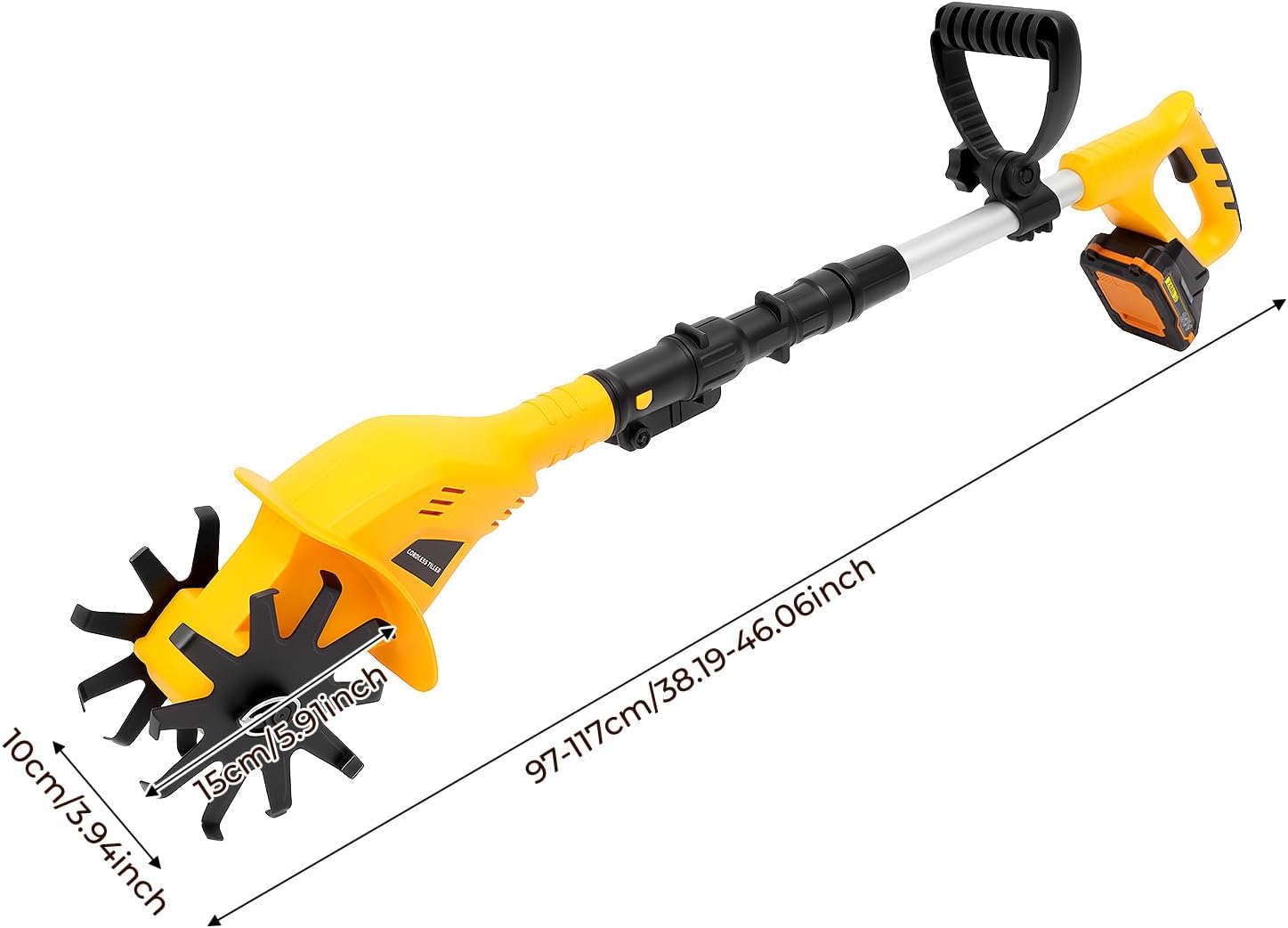 20V Cordless Electric Tiller, 250 RPM Battery Powered Garden Cultivator, 110V Electric Garden Tiller with 2.0Ah Batteries & Charger 9.84In Tilling Width & 4In Depth Tiller for Soil Cultivation
