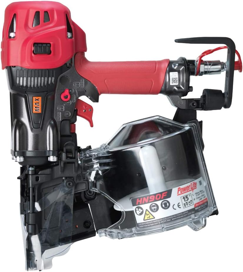 MAX USA CORP. MAX USA PowerLite HN90F High Pressure Framing Coil Nailer up to 3-1/2', red/black/silver
